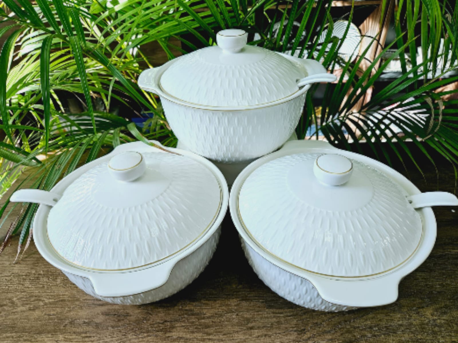 SERVE WITH ELEGANCE 🍲✨! 3 Pcs Kitchen 3L Ceramic Serving Bowls – Durable, Microwave-Safe & Stylish Tableware for Daily Use and Parties