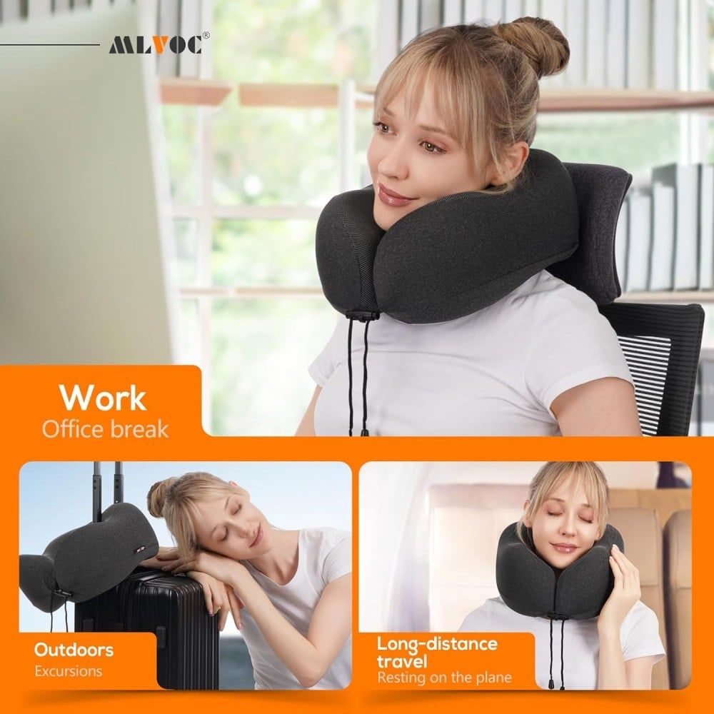 ⚡ INSTANT OFFER ⚡-Memory Foam Travel & Neck Support Pillow, Soft Ergonomic U-Shaped Cushion for Airplane, Car, Office & Home Comfort