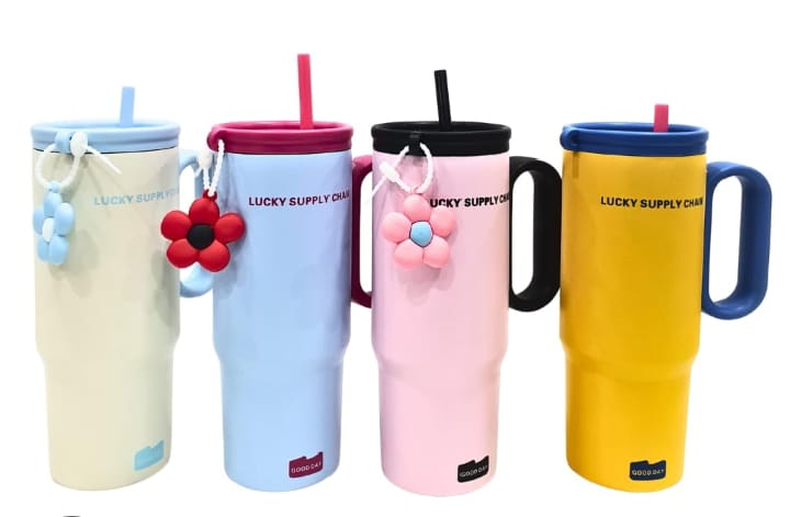 🎁 GIFT OFFER 🎁 – 1pc Stanley Insulated Cup With Straw Stainless Steel Vacuum Bottle Keep Drinks Hot & Cold For Travel, Office & Outdoors