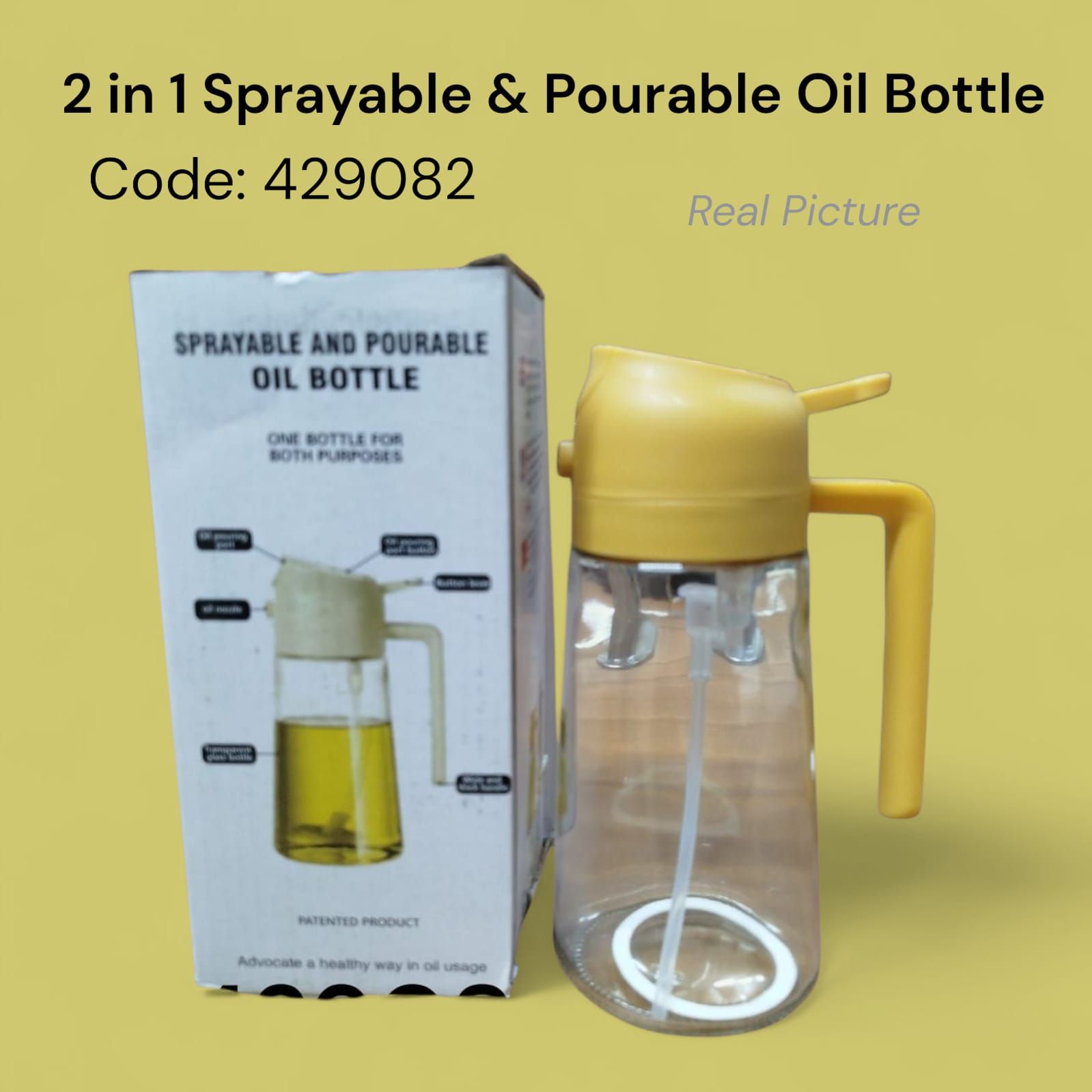 🎁 GIFT OFFER 🎁 –1pc 2 In 1 Sprayable & Pourable Oil Bottle Glass Kitchen Oil Dispenser For Cooking, Salad, BBQ & Frying