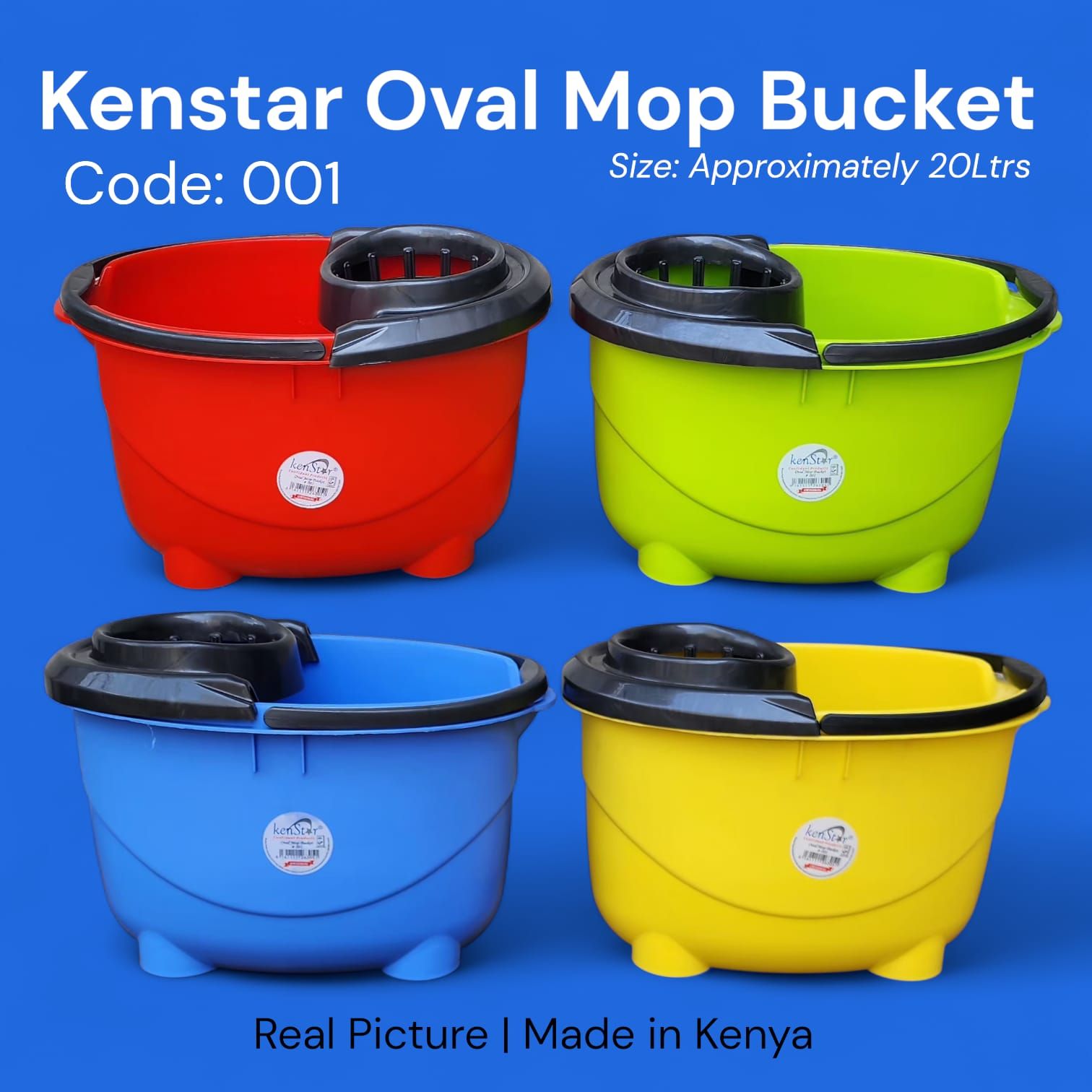 🥇 TOP OFFER 🥇 – Kenstar Oval Mop Bucket 20L Durable Plastic Cleaning Bucket with Handle for Home, Office, Kitchen & Floor Cleaning