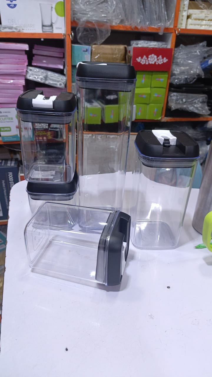 ⭐ SPECIAL DEAL OFFER ⭐ – 5PCS Acrylic Airtight Food Storage Containers Set Transparent Kitchen Jars With Lids For Cereals, Flour & Dry Foods