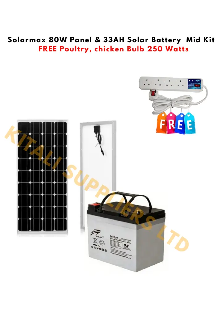 Solarmax™ 80W Mid Solar Kit – Complete Home Solar Power System with 80W Panel, Battery & Accessories
