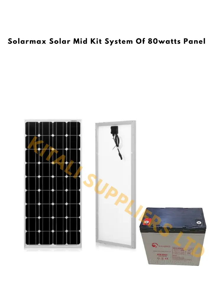 Solarmax 80W Solar Panel & 33Ah Battery Mid Kit – Reliable Off-Grid Solar Power System with FREE 4-Way Extension