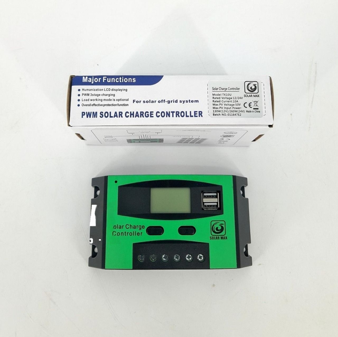 Solarmax 10A Solar Charge Controller – Compact PWM Regulator for 12V/24V Solar Systems