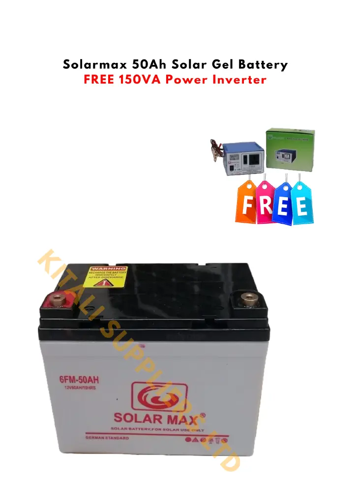 Solarmax 50Ah Solar Gel Battery – Maintenance-Free Deep Cycle Battery for Solar Systems