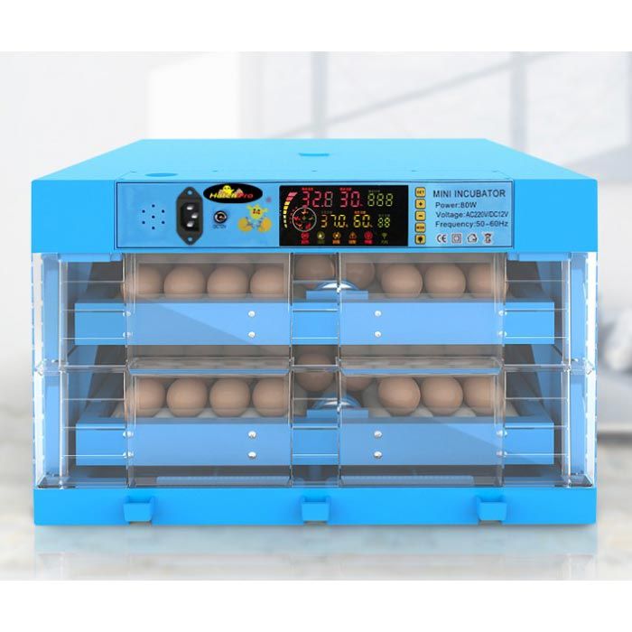 AC/DC 128 Eggs Incubator – Large Capacity Dual Power Egg Hatcher can Use Electricity, Solar Or Battery, With Fridge Guard