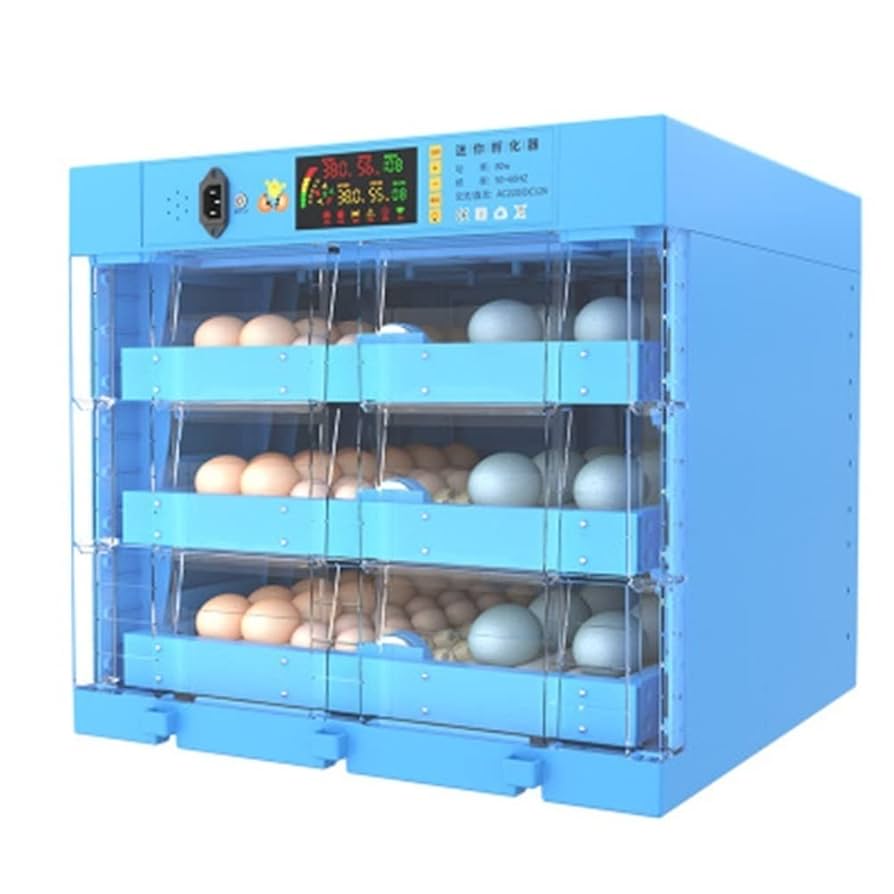 AC/DC 128 Eggs Incubator – Large Capacity Dual Power Egg Hatcher can Use Electricity, Solar Or Battery, With Fridge Guard