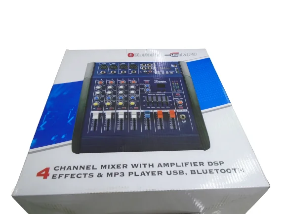 O-Max 4-Channel Audio Mixer with Built-in Amplifier – Professional Sound Console for Events, Studios & Churches