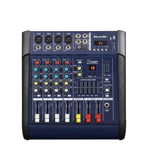 O-Max 4-Channel Audio Mixer with Built-in Amplifier – Professional Sound Console for Events, Studios & Churches