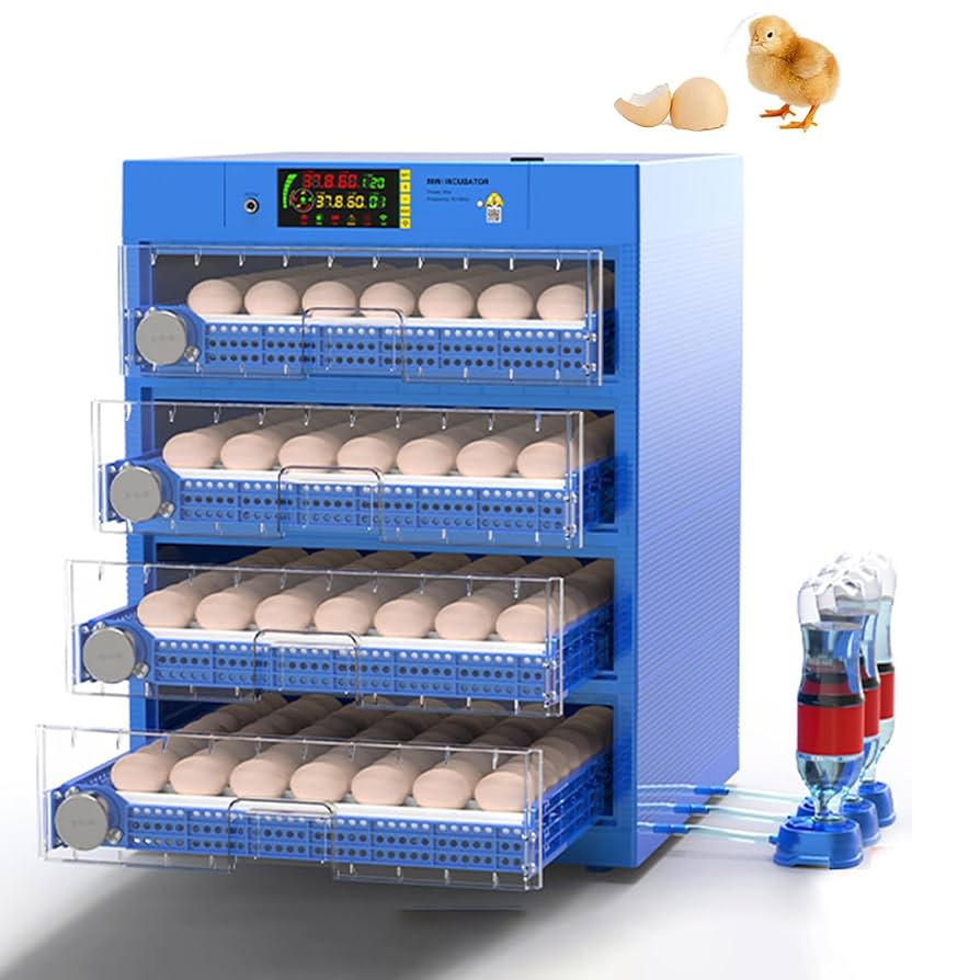 ER256 Automatic Digital Egg Incubator – 256 Eggs Capacity, 80W, AC/DC Powered with Roller Turning & a FREE Infrared Red Chicken Bulb