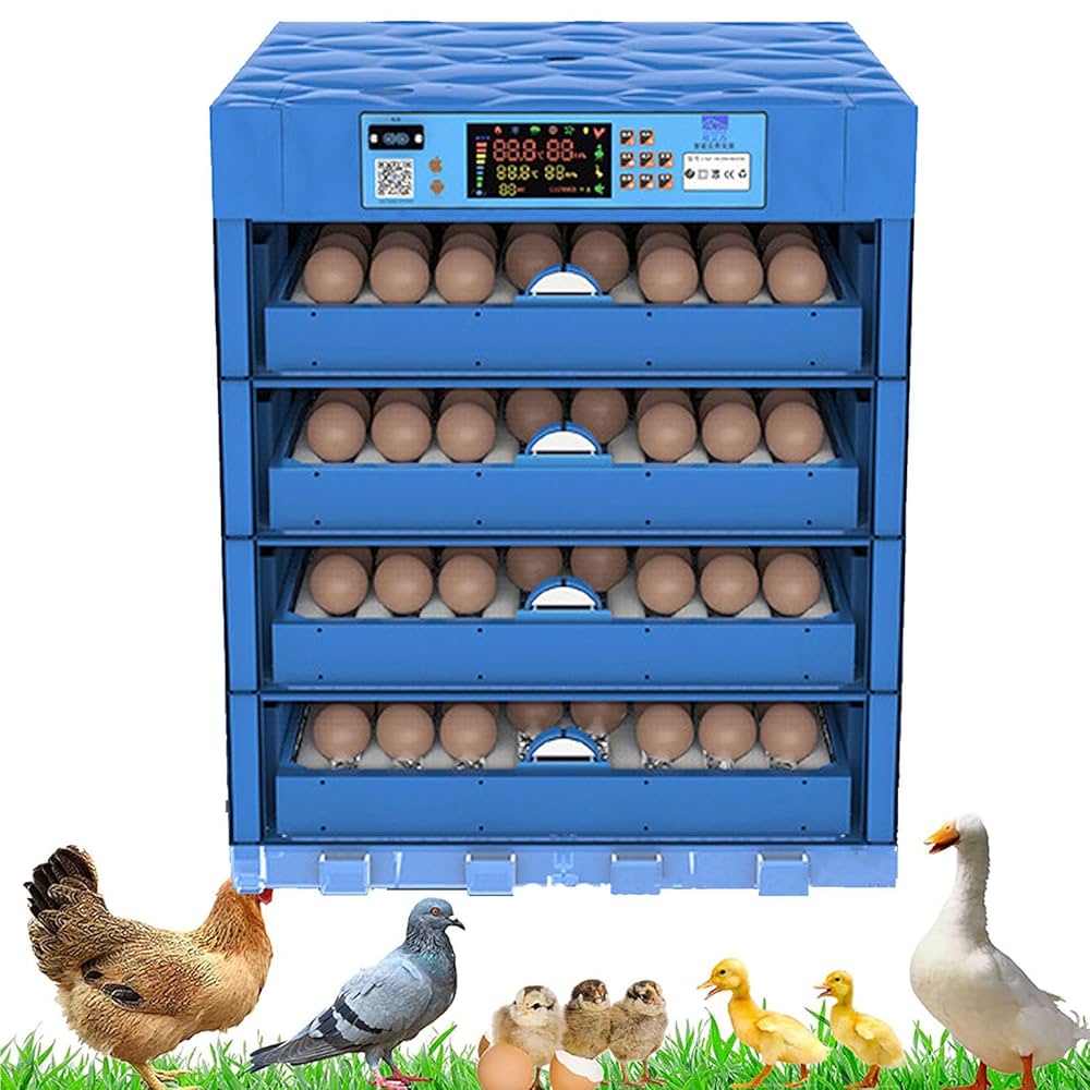 ER256 Automatic Digital Egg Incubator – 256 Eggs Capacity, 80W, AC/DC Powered with Roller Turning & a FREE Infrared Red Chicken Bulb