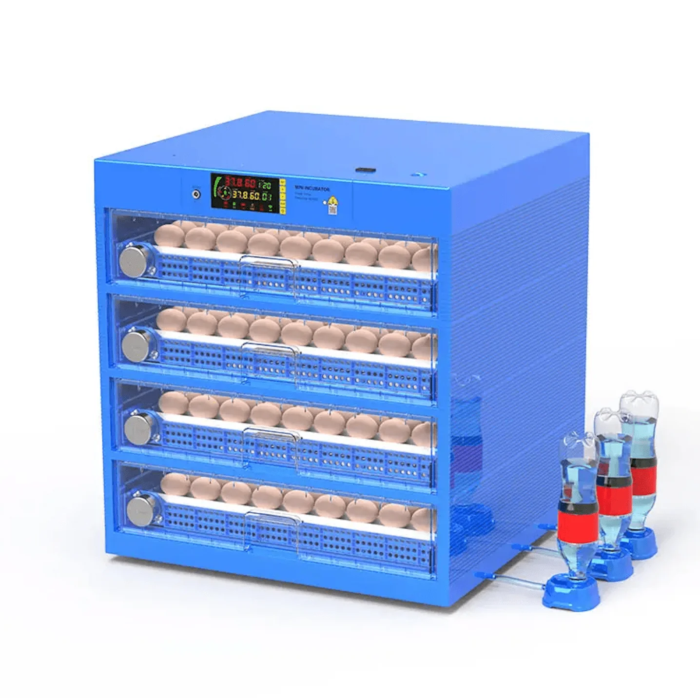 ER256 Automatic Digital Egg Incubator – 256 Eggs Capacity, 80W, AC/DC Powered with Roller Turning & a FREE Infrared Red Chicken Bulb