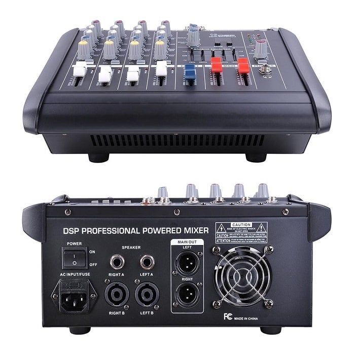Max 6-Channel Powered Mixer – Professional Audio Console with Built-in Amplifier - Buy the Max 6-Channel Powered Mixer with built-in amplifier, echo effects, EQ, and 6 inputs. Perfect for live shows,