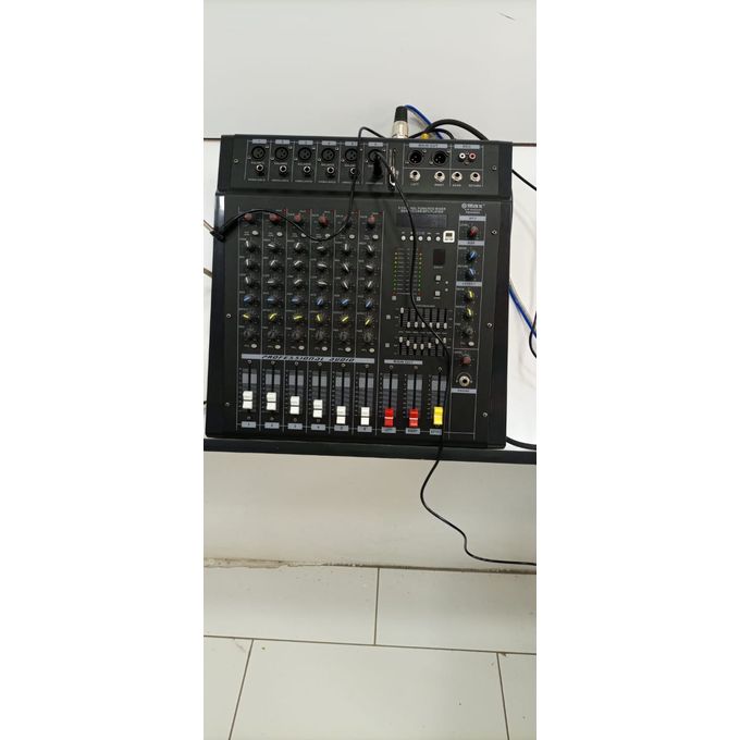 Max 6-Channel Powered Mixer – Professional Audio Console with Built-in Amplifier - Buy the Max 6-Channel Powered Mixer with built-in amplifier, echo effects, EQ, and 6 inputs. Perfect for live shows,