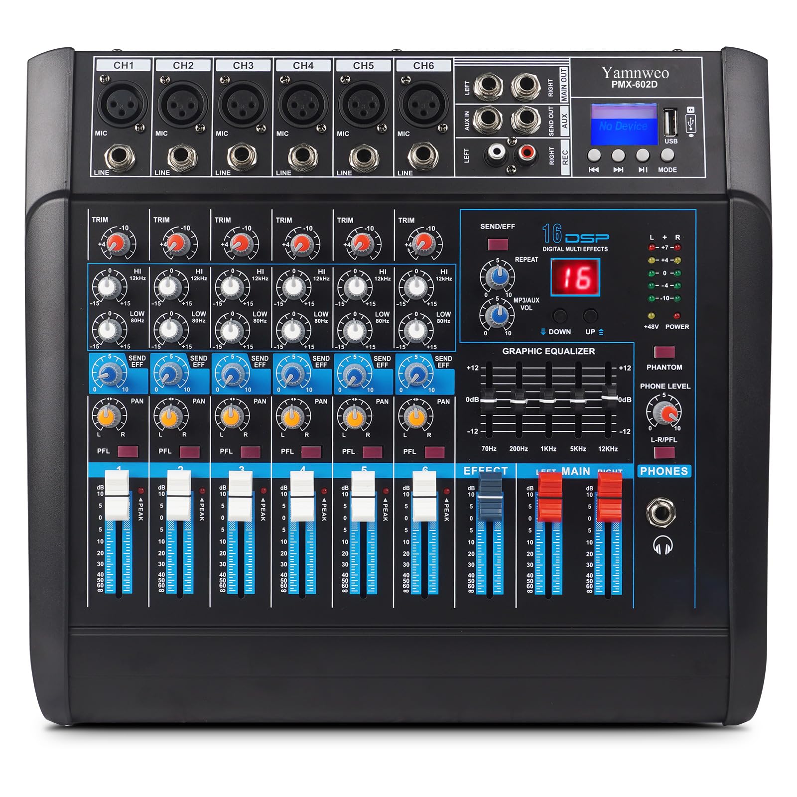 Max 6-Channel Powered Mixer – Professional Audio Console with Built-in Amplifier - Buy the Max 6-Channel Powered Mixer with built-in amplifier, echo effects, EQ, and 6 inputs. Perfect for live shows,