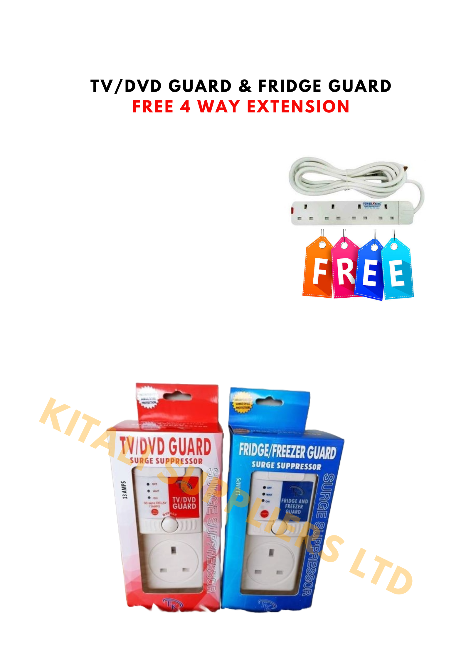 TV Guard + Fridge Guard with FREE Extension – Automatic Voltage Protection Devices - Protect your TV, fridge, freezer, and other electronics from dangerous power surges