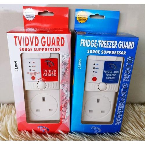 TV Guard + Fridge Guard with FREE Extension – Automatic Voltage Protection Devices - Protect your TV, fridge, freezer, and other electronics from dangerous power surges