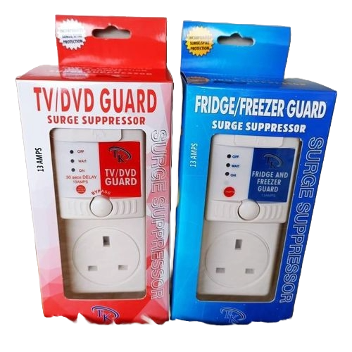TV Guard + Fridge Guard with FREE Extension – Automatic Voltage Protection Devices - Protect your TV, fridge, freezer, and other electronics from dangerous power surges