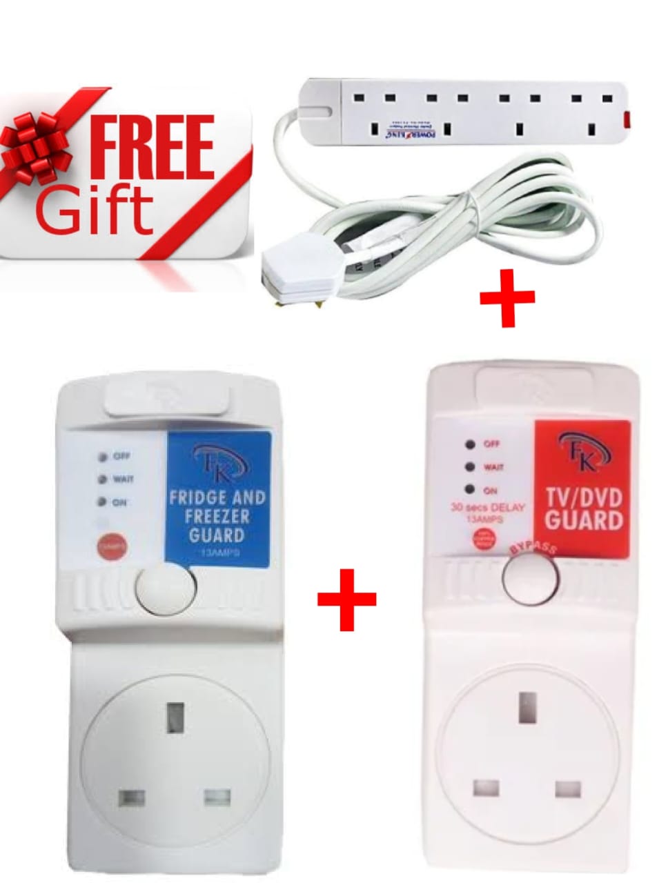 TV Guard + Fridge Guard with FREE Extension – Automatic Voltage Protection Devices - Protect your TV, fridge, freezer, and other electronics from dangerous power surges