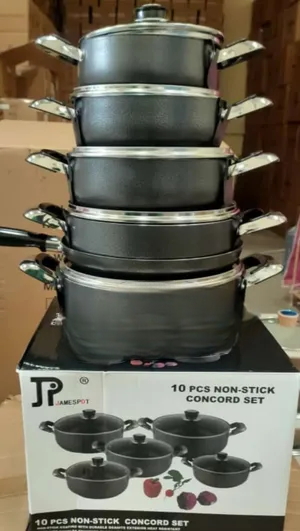 10-Piece Heavy Duty JP Non-Stick Cookware Set – Durable Pots & Pans for Modern Kitchens. This complete kitchen set includes various pots, pans, and lids to handle everything from boiling and frying.