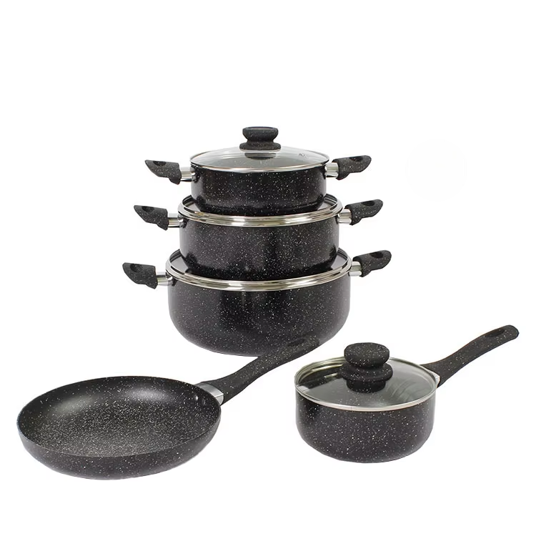 10-Piece Heavy Duty JP Non-Stick Cookware Set – Durable Pots & Pans for Modern Kitchens. This complete kitchen set includes various pots, pans, and lids to handle everything from boiling and frying.