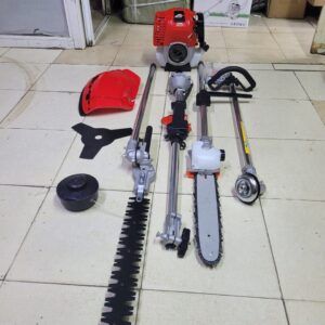 Premier 4-in-1 Multi-Function Brush Cutter – Hedge Trimmer, Chain Saw & Grass Cutter (German Technology). A versatile multi-function garden tool powered by advanced German technology.