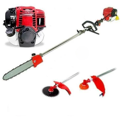 Premier 4-in-1 Multi-Function Brush Cutter – Hedge Trimmer, Chain Saw & Grass Cutter (German Technology). A versatile multi-function garden tool powered by advanced German technology.