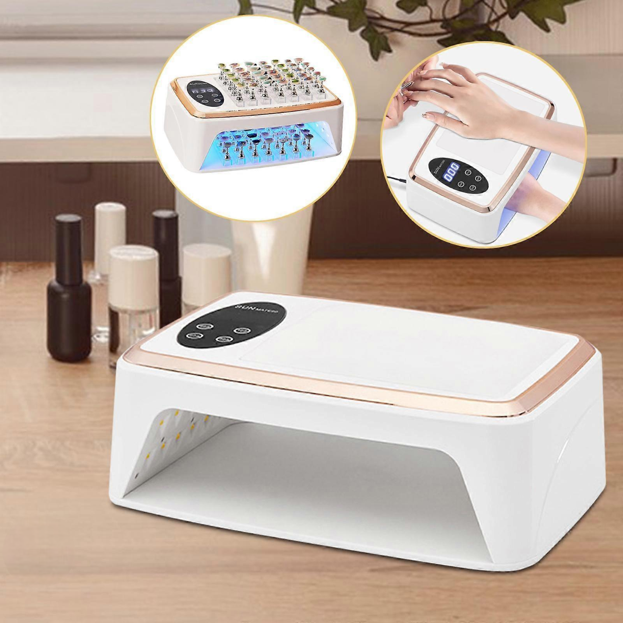Mate 60 UV/LED Nail Lamp with Hand Pillow – Professional Gel Nail Dryer with Smart Curing. Experience salon-quality nails in the comfort of your home with the Mate 60 UV Nail Lamp.