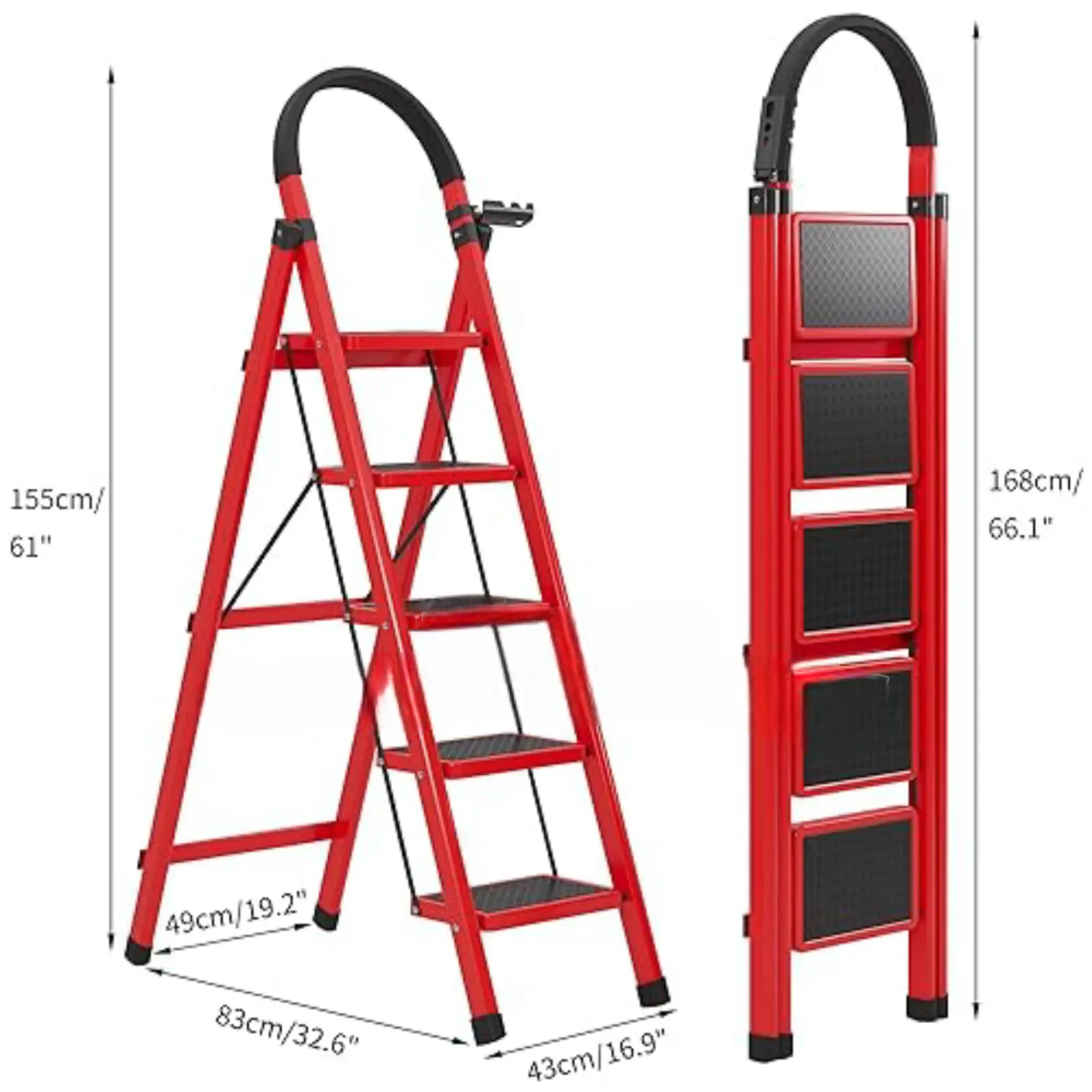 Foldable 5-Tier Stepping Ladder – Extra Height, Heavy-Duty Non-Slip Household & Office Ladder. When you need extra height and maximum safety, the Foldable 5-Tier Stepping Ladder is the perfect solutio