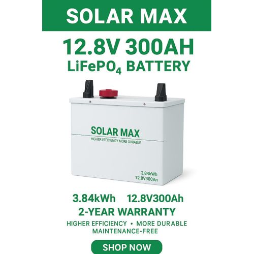 Solarmax 300Ah 12.8V Lithium Battery – High-Capacity LiFePO₄ Solar Energy Storage Solution.
Built with advanced LiFePO₄ (Lithium Iron Phosphate) technology, this battery delivers outstanding safety.