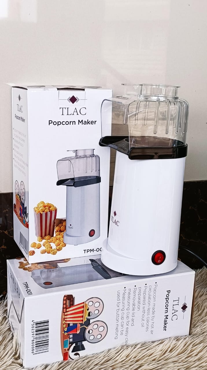 TLAC Electric Popcorn Maker – 1200W Hot Air Popcorn Popper for Healthy, Oil-Free Snacks.
Make fresh, fluffy popcorn in just minutes with the TLAC Electric Popcorn Maker