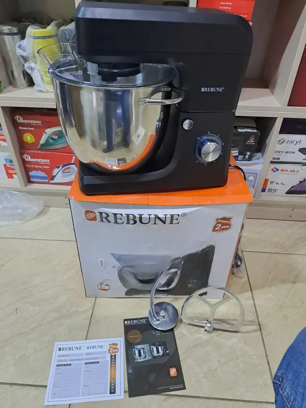 Rebune 10L Heavy-Duty Stand Mixer – Professional Kitchen Dough & Cake Mixer with Stainless Bowl. Mix, knead, and whip like a pro with the Rebune 10-litre stand mixer.