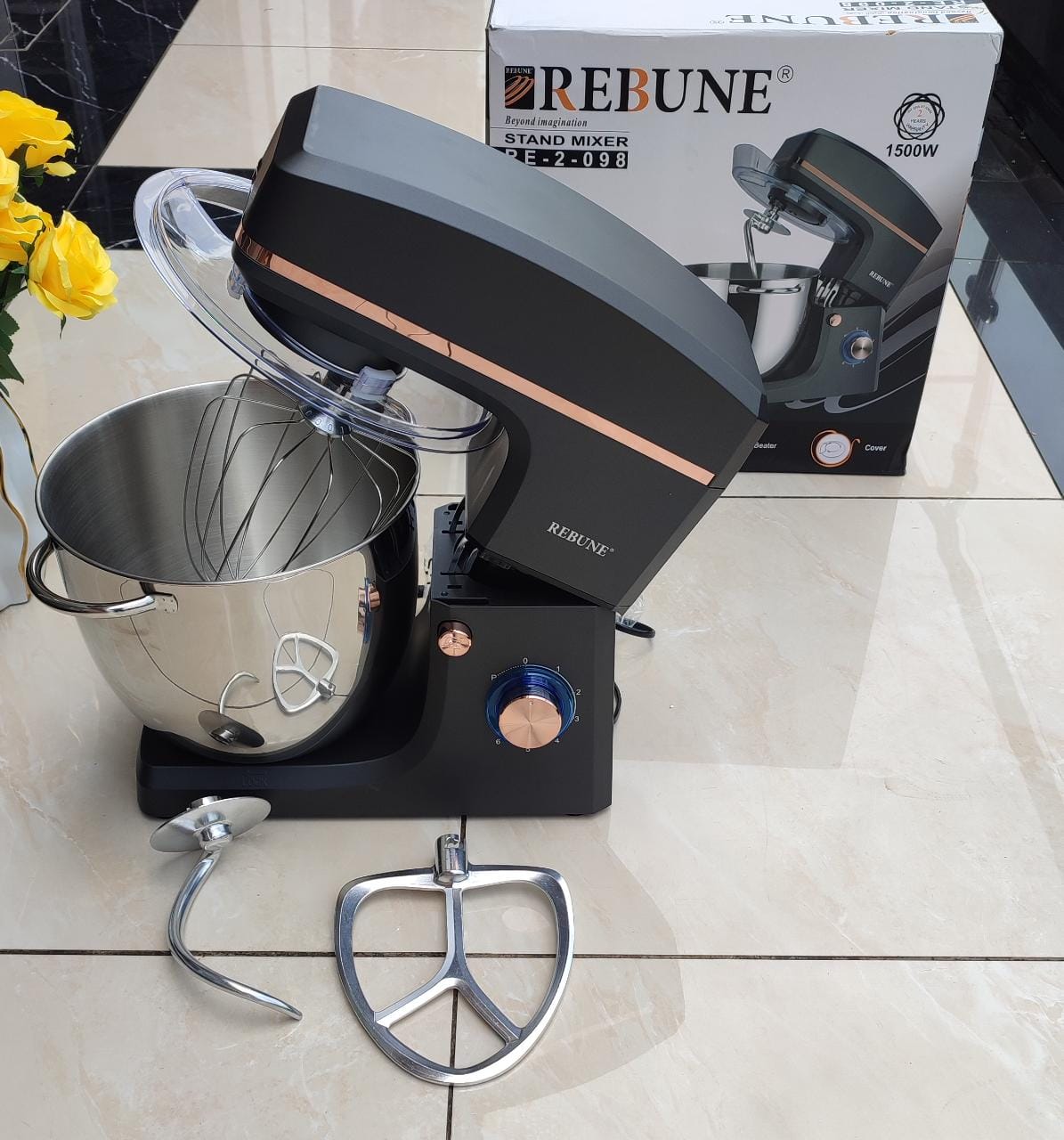 Rebune 10L Heavy-Duty Stand Mixer – Professional Kitchen Dough & Cake Mixer with Stainless Bowl. Mix, knead, and whip like a pro with the Rebune 10-litre stand mixer.