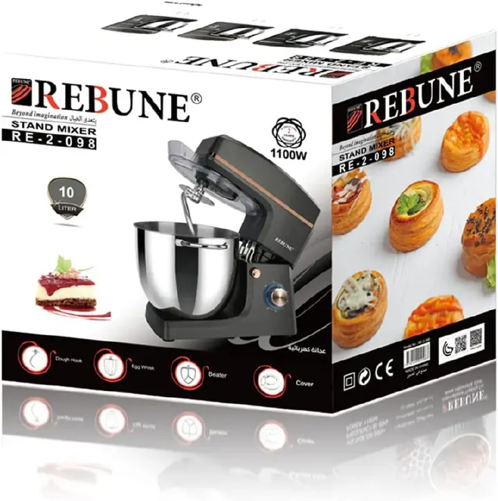 Rebune 10 L Heavy-Duty Professional Stand Mixer – Stainless Steel Bowl Dough & Cake Mixer. Level up your baking game with the Rebune 10 L Professional Stand Mixer, designed for serious home baker