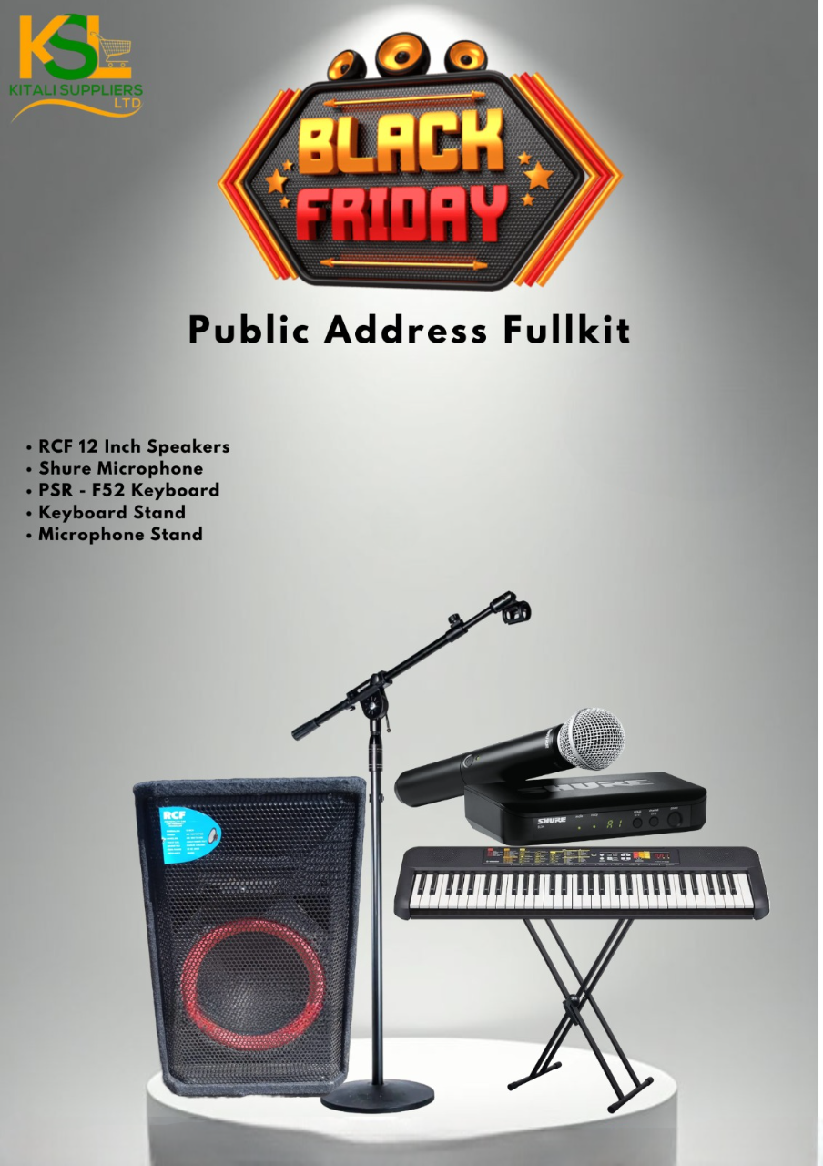 Public Address Fullkit – RCF 12 Inch Speakers, Shure Microphone, PSR-F52 Keyboard, Keyboard Stand & Mic Stand | Complete Professional PA Sound System for Churches, Events & Studios