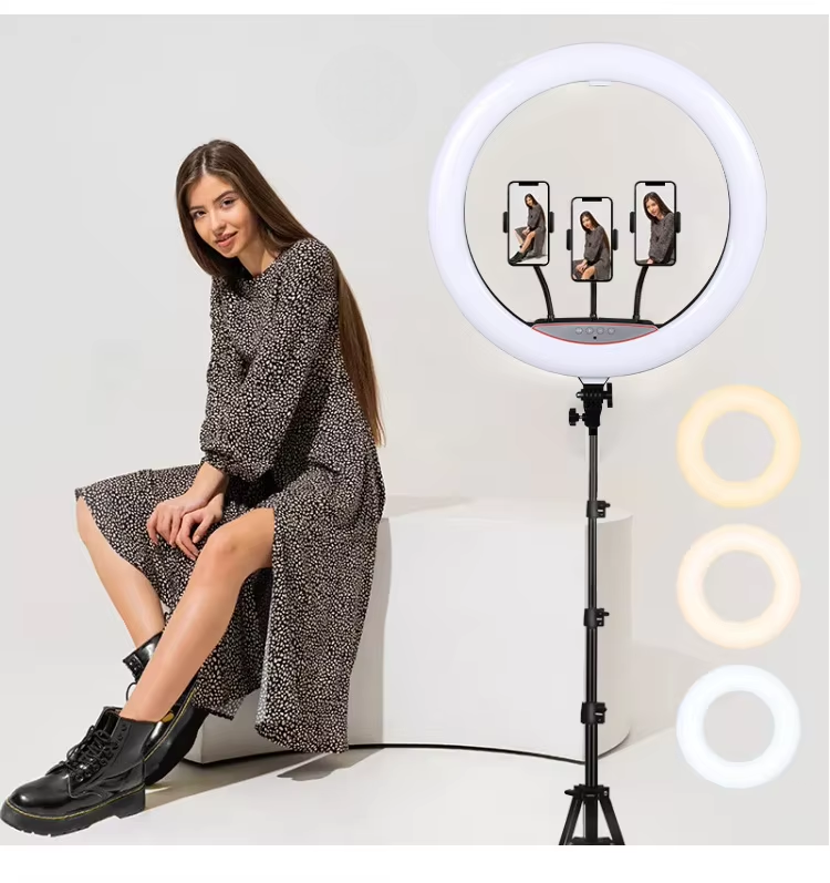 45cm (18 Inch) LED Ring Light with 3 Lighting Modes, Adjustable Tripod Stand & Remote Control – Dimmable, USB Powered, Perfect for Makeup, Content Creation, Photography, and Live Streaming | Kilimall