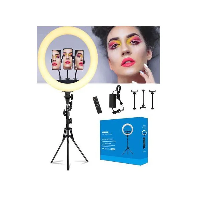 45cm (18 Inch) LED Ring Light with 3 Lighting Modes, Adjustable Tripod Stand & Remote Control – Dimmable, USB Powered, Perfect for Makeup, Content Creation, Photography, and Live Streaming | Kilimall