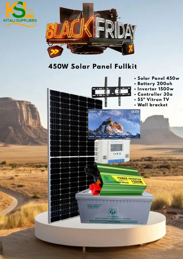 450W Solar Power Kit with 55" Vitron Smart TV – Complete Home Solar System | 200Ah SolarMax Battery, 1500W Inverter & Wall Bracket