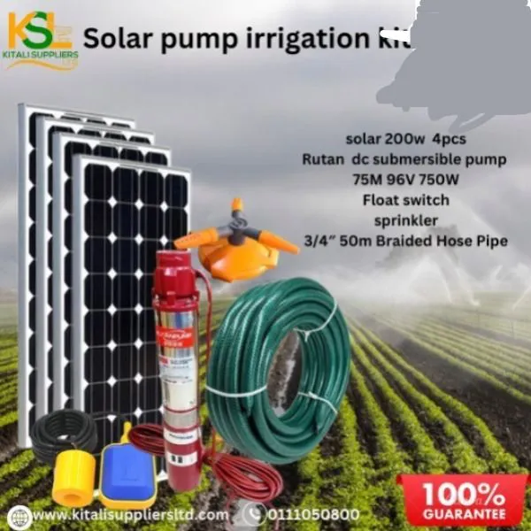 4PC 200W Solar Panel Kit + 96V 750W DC Water Pump + Float Switch + Sprinkler + 50m Pipe | Complete Solar Water Pumping System. Operate without fuel, without electricity costs, and with zero monthly bi