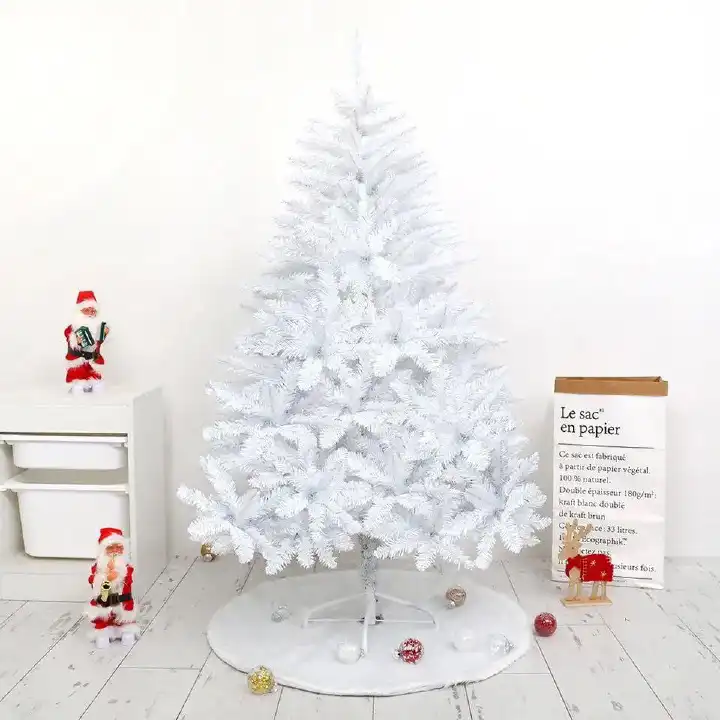 1.5M (5Ft) White Christmas Tree – Elegant Full Artificial Tree with Metal Stand | Premium PVC Snowy-White Branches. Designed to stand out as a beautiful centerpiece for holiday décor.