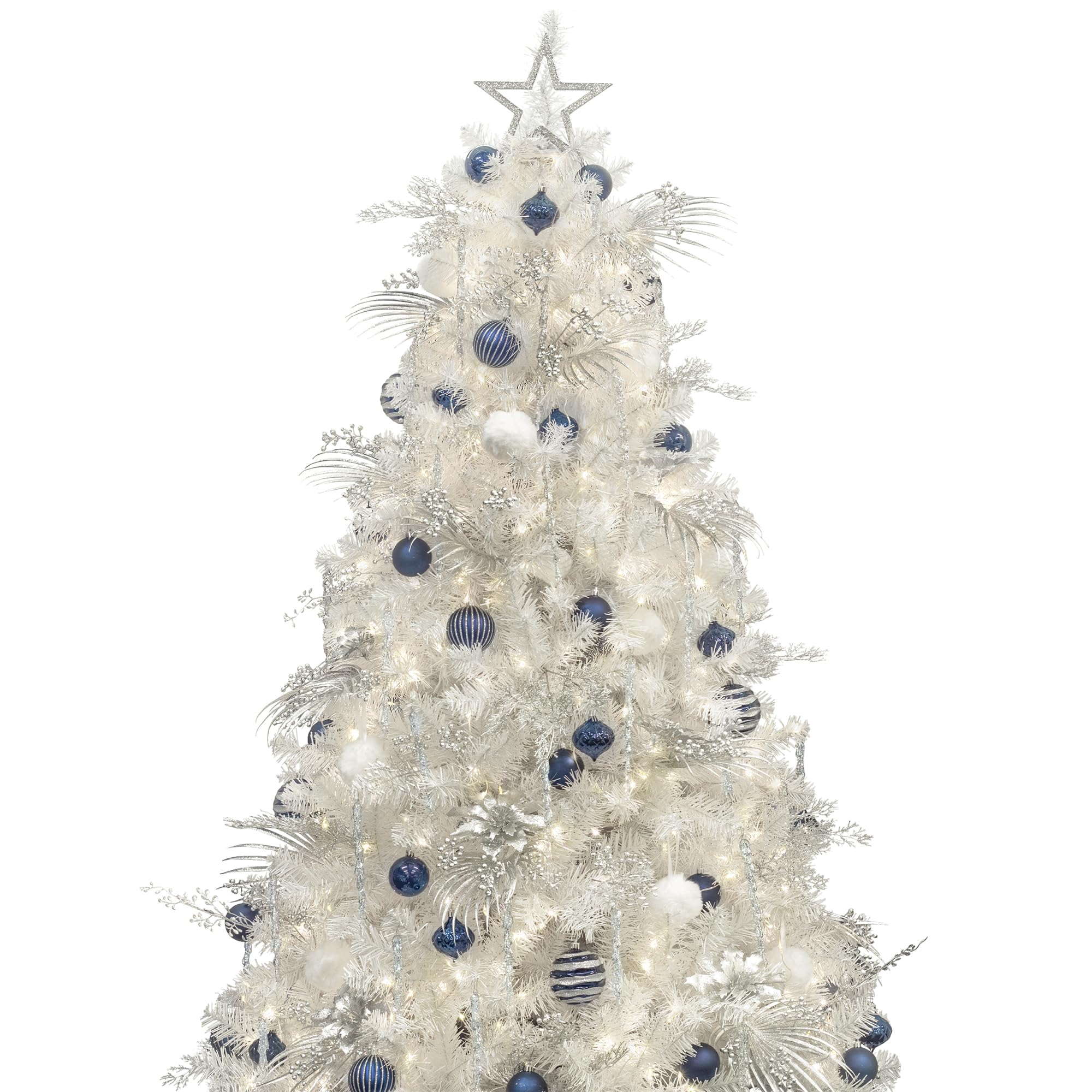 Premium 2.4m (8ft) White Artificial Christmas Tree – Elegant & Lush Holiday Decoration. Celebrate a magical white Christmas with the 2.4m (8ft) White Artificial Christmas Tree.