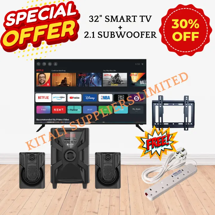 32 Inch Digital TV + 2.1ch Subwoofer Sound System + Free Wall Mount & 4-Way Extension | HD Ready LED TV. The LED display delivers bright colors, sharp images, and low power consumption.