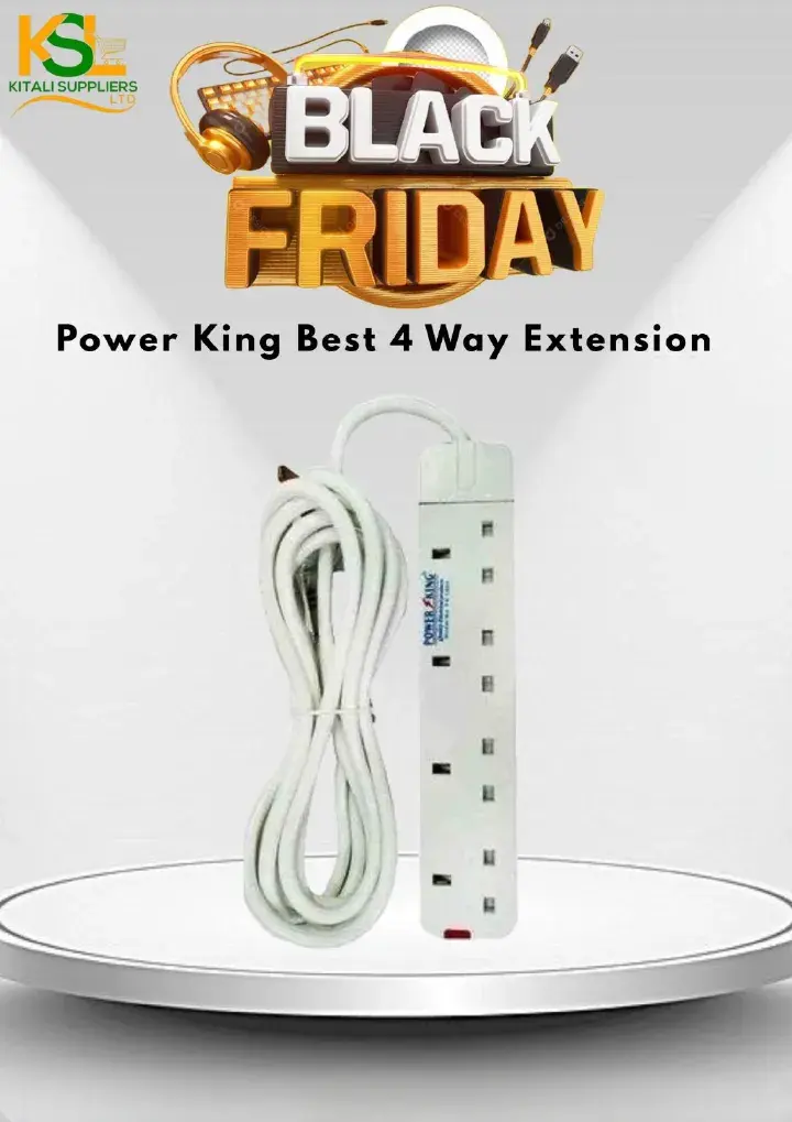 4-Way Extension Socket – Heavy Duty Power Strip with Surge Protection. four universal sockets, high-grade safety components, and a strong insulated cable built for long-lasting performance.
