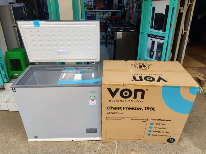 Von Chest Freezer 198 Litres – Large Capacity, Fast Cooling, Low Noise, Energy-Efficient Deep Freezer. A  high-performance, family-size deep freezer engineered for maximum food preservation, superior.