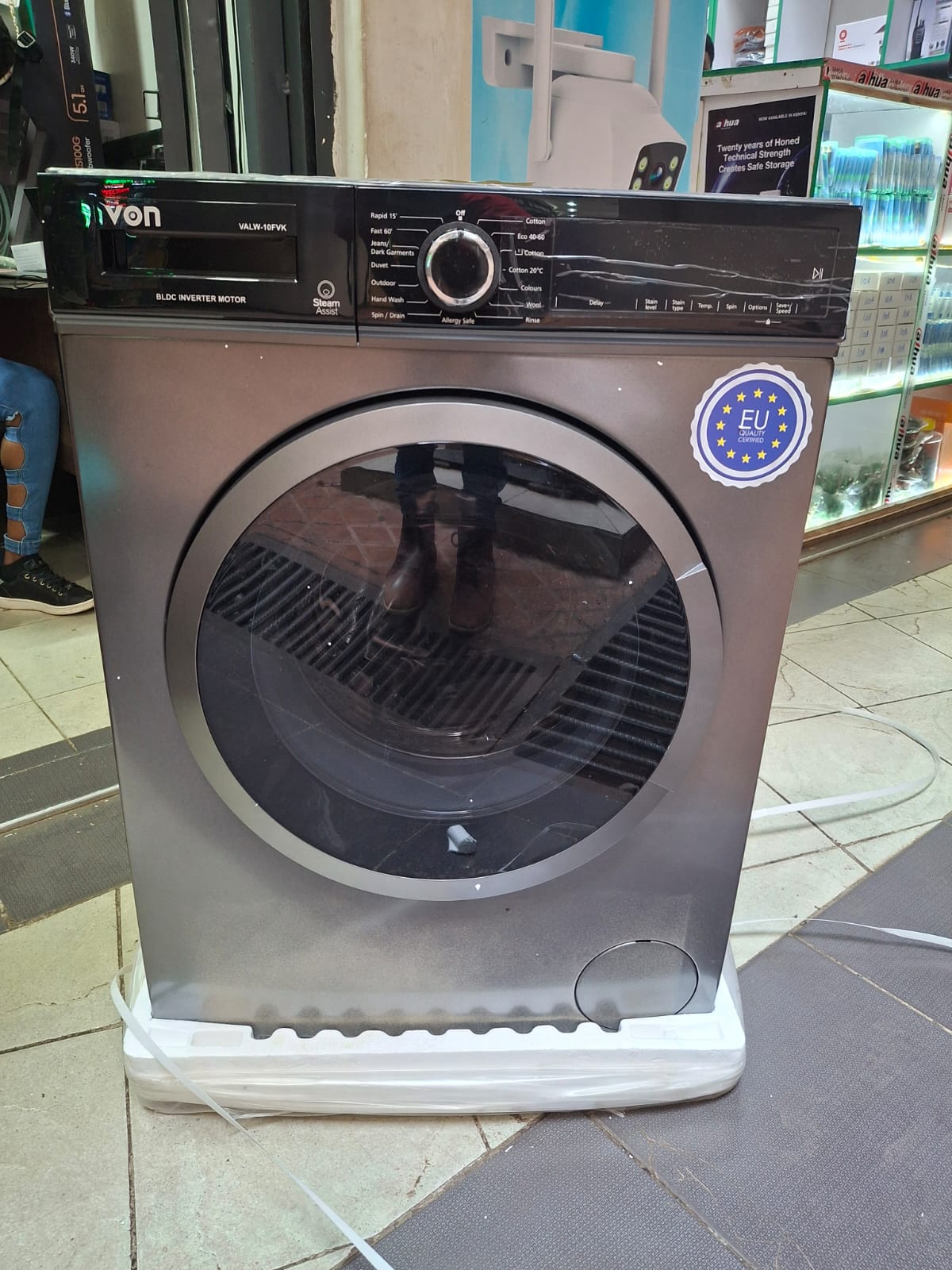 Von VALW-10FVK 10KG Front Load Washing Machine – Silver, Inverter Motor, Quick Wash, LED Display, Low Noise & Energy Efficient.