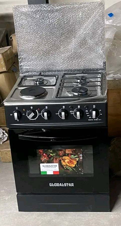 Globalstar JET 3+1 Standing Cooker 60×60 – Black Gas Hob with Electric Oven, Stylish & Efficient Kitchen Appliance. A high-performance, stylish, and efficient kitchen appliance designed for modern.