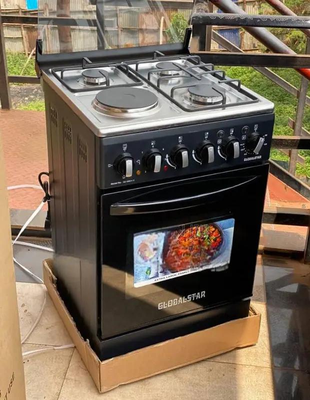 Globalstar JET 3+1 Standing Cooker 60×60 – Black Gas Hob with Electric Oven, Stylish & Efficient Kitchen Appliance. A high-performance, stylish, and efficient kitchen appliance designed for modern.