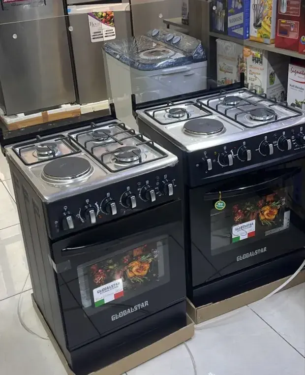 Globalstar JET 3+1 Standing Cooker 60×60 – Black Gas Hob with Electric Oven, Stylish & Efficient Kitchen Appliance. A high-performance, stylish, and efficient kitchen appliance designed for modern.