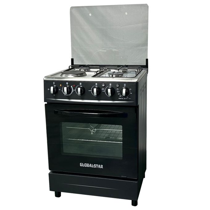 Globalstar JET 3+1 Standing Cooker 60×60 – Black Gas Hob with Electric Oven, Stylish & Efficient Kitchen Appliance. A high-performance, stylish, and efficient kitchen appliance designed for modern.